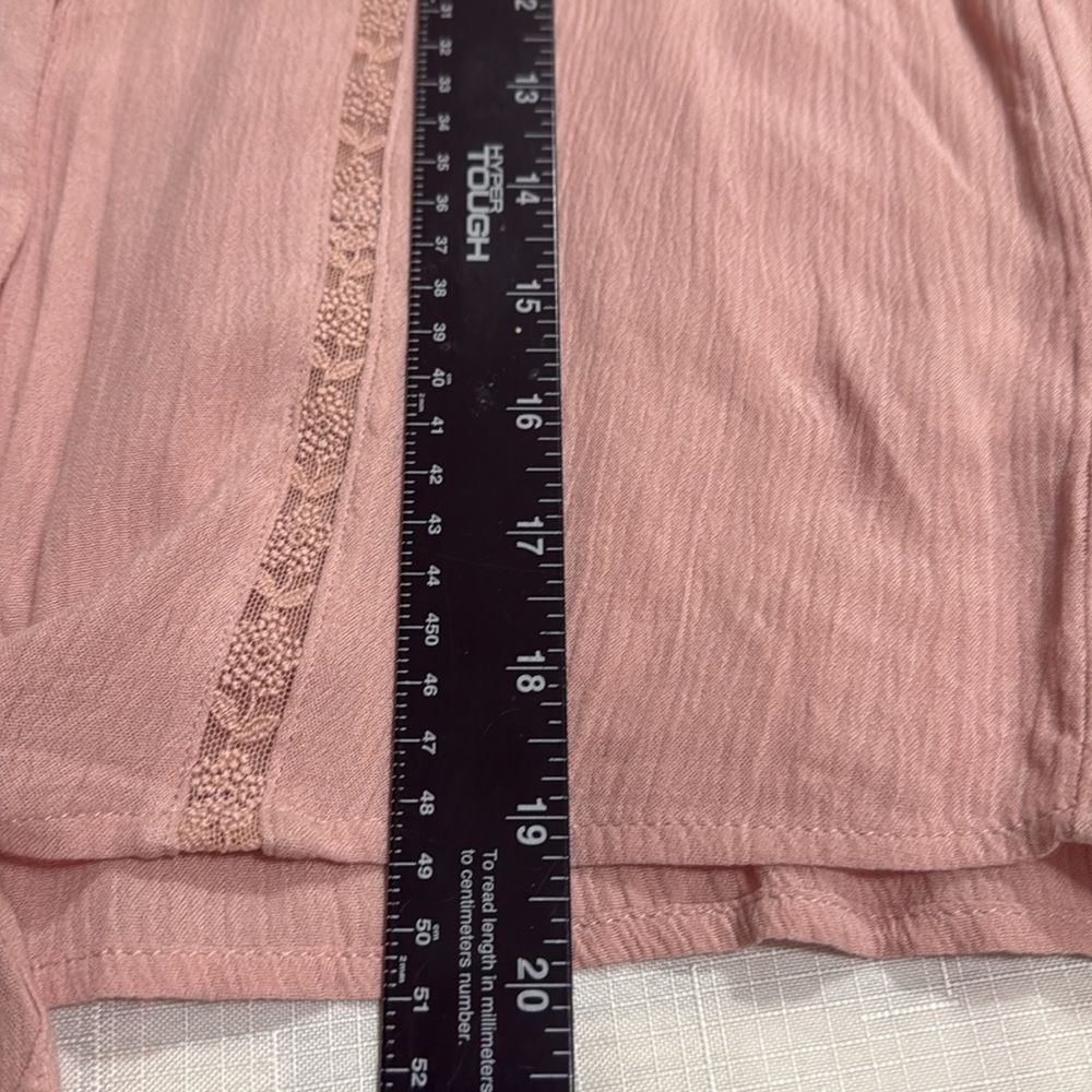 (H1) Gypsies & Moondust WomensButton Up Shirt Pink BellSleeves Tie Lace Trim, XS - Picture 6 of 11